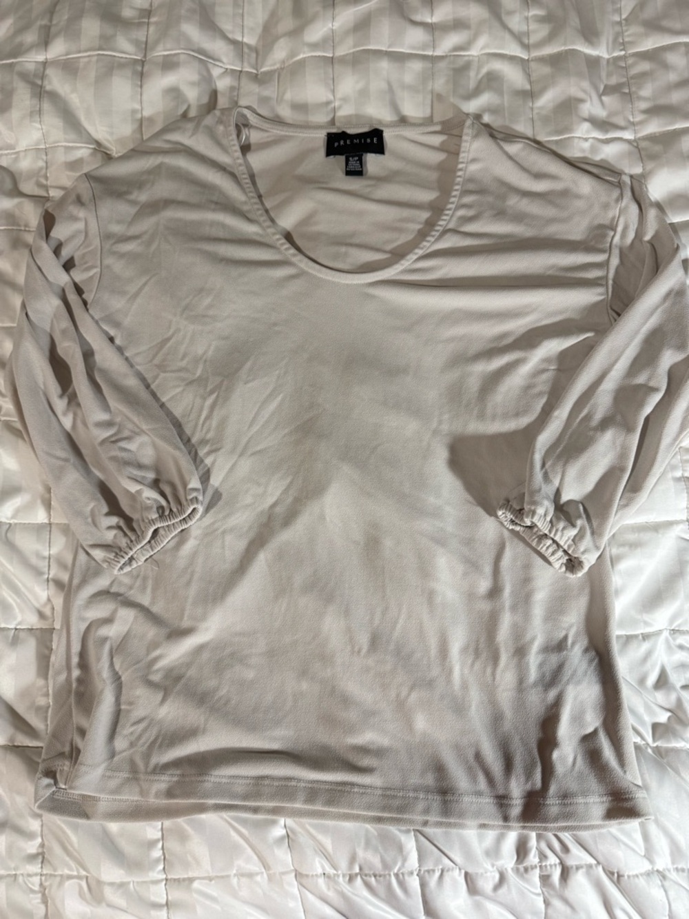 Premise Light Cream Scoop Neck Long Sleeve Top